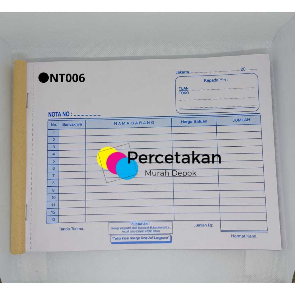

Nota Lunas 2PLY Landscape Mendatar Kwitansi Nota Percetakan Murah NT006