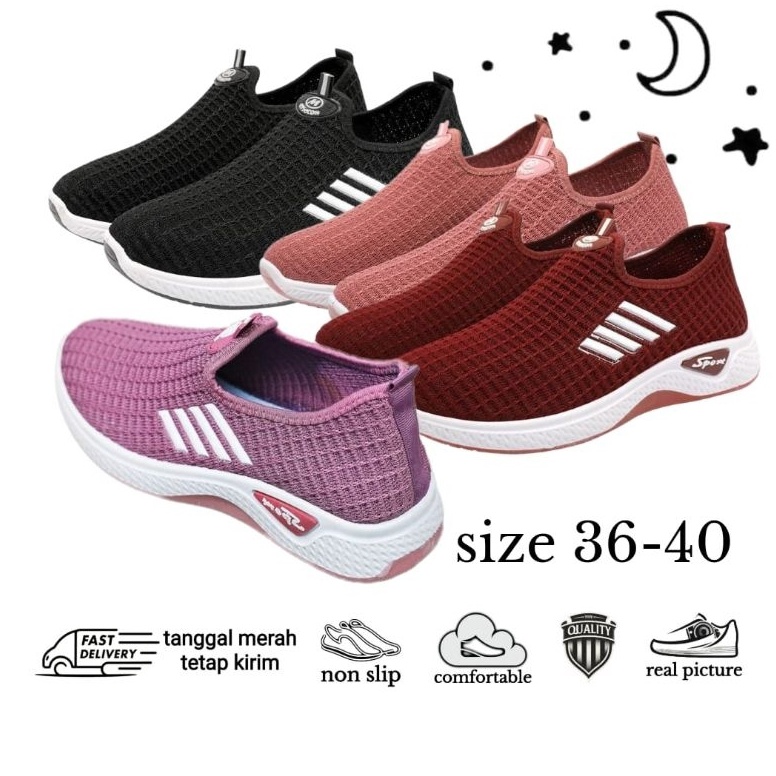 KODE U6V SENI  SEPATU SLIP ON SNEAKERS WANITA SW19 SW19N