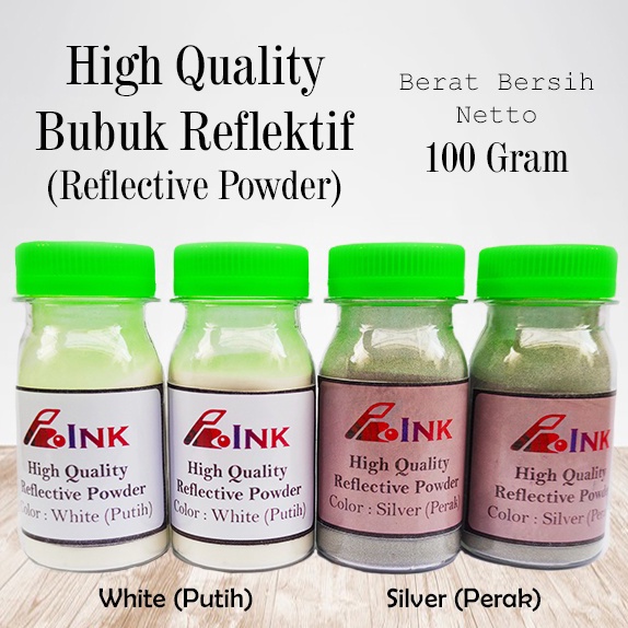 

KODE P65C Bubuk ReflektifReflective Powder Berat Bersih 1g Import Quality Silver dan Putih Merk Pro Ink