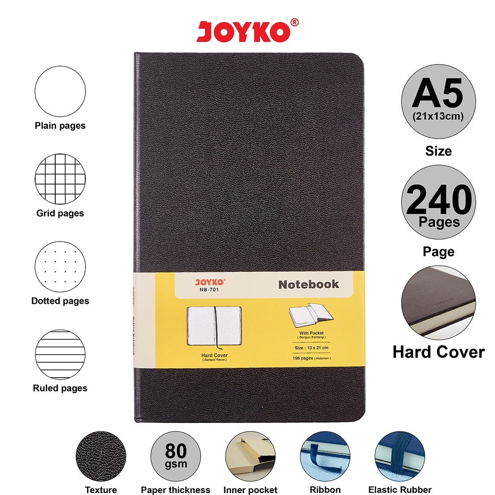 

KODE H54F JOYKO NOTEBOOK DIARY A5 HARD COVER BUKU CATATAN JURNAL A5 JOYKO AGENDA KECIL GARIS KOTAK POLOS TITIK NB71 NB72 NB73