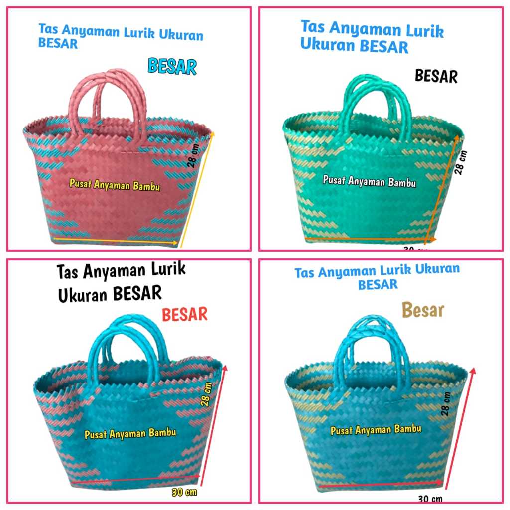 Tas Lurik Ukuran BESAR warna RANDOM tas anyaman plastik sintetis tas wanita serbaguna tas belanjaan