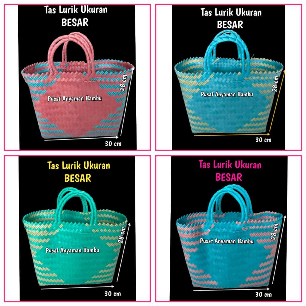 Tas LURIK Ukuran BESAR Warna RANDOM tas wanita tas anyaman plastik sintetis tas bel;anjaan serbaguna