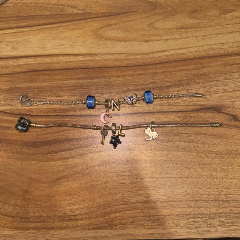 [PRELOVED] PANDORA Orginal - Chain Bracelet & Charm Butterfly Letter Alphabet Heart Star