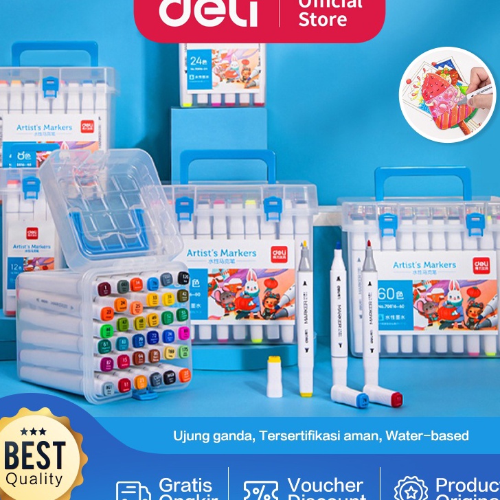 

Mega Deli Sketch Marker Waterbased Marker Spidol Sketsa Double Tip 12 hingga 8 Warna 76