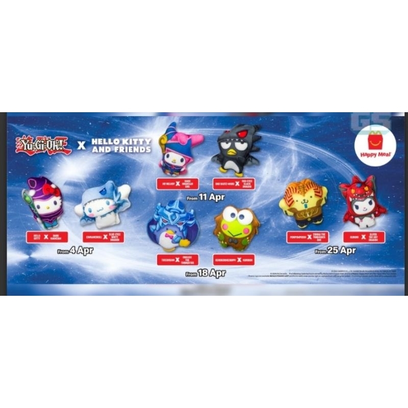 Happy meal McDonald mekdi McD Yu gi oh x Sanrio hello Kitty and friends 2024