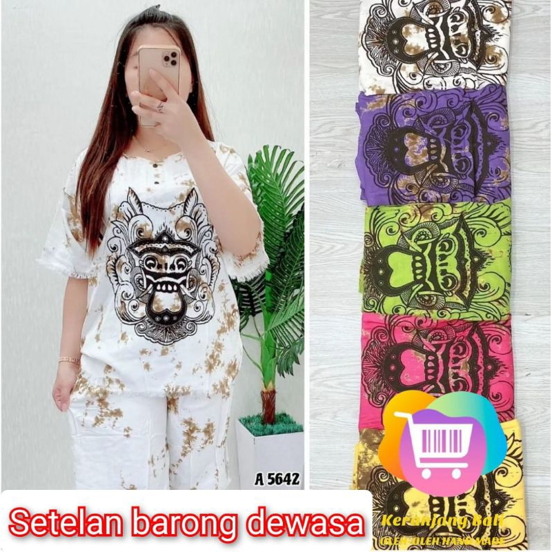 Setelan baju barong dewasa Bali Setelan baju Bali barong bahan rayon