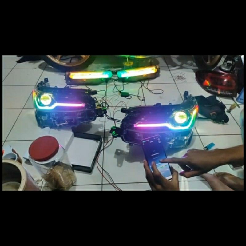 headlamp lampu depan+drl fortuner 2021 2022 2023 costum RGB