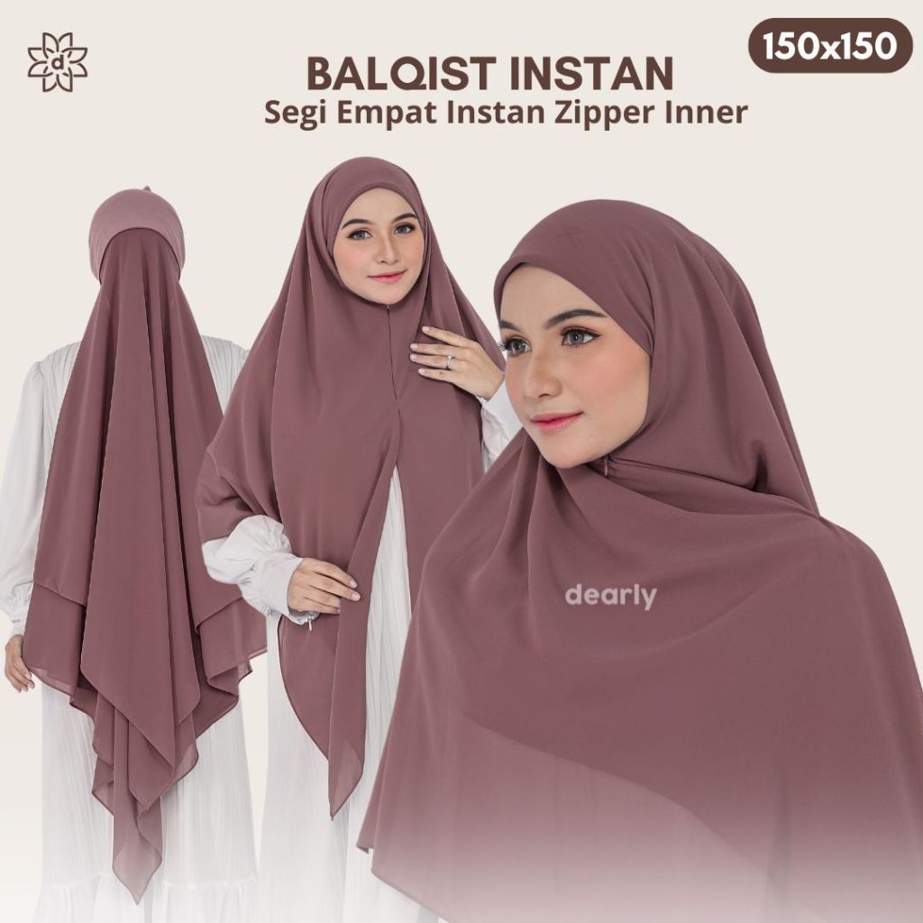 BALQIST 150x150 - Hijab Instan Zipper Segi Empat Inner Syari Jilbab Ceruty Jumbo