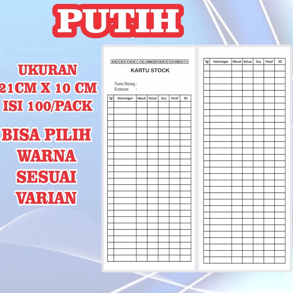 

ART S8V7 kartu stok obat isi 1 lembar bolak balik kartu stok barang non custom