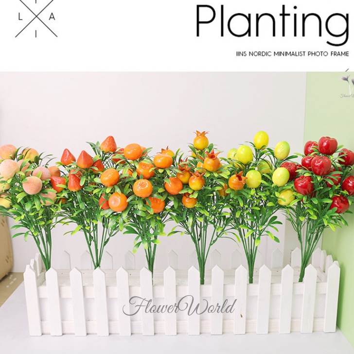 BELANJA SEKARANG SEBELUM KEHABISAN FlowerWorldTanaman Buah 7 Cabang Plastik Artifcial Jeruk Stroberi