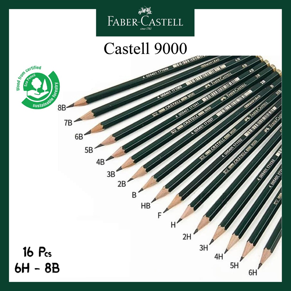

ART A4L Paket Pensil Faber Castell Lengkap H HB F B 2H 3H 4H 5H 6H 2B 3B 4B 5B 6B 7B 8B 16 Jenis Pencil