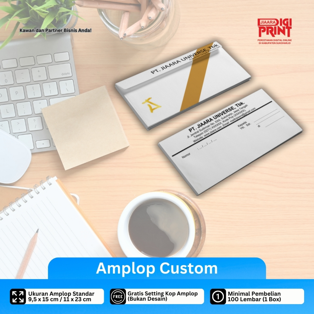 

Cetak Custom Amplop 11x23cm 9,5x15cm