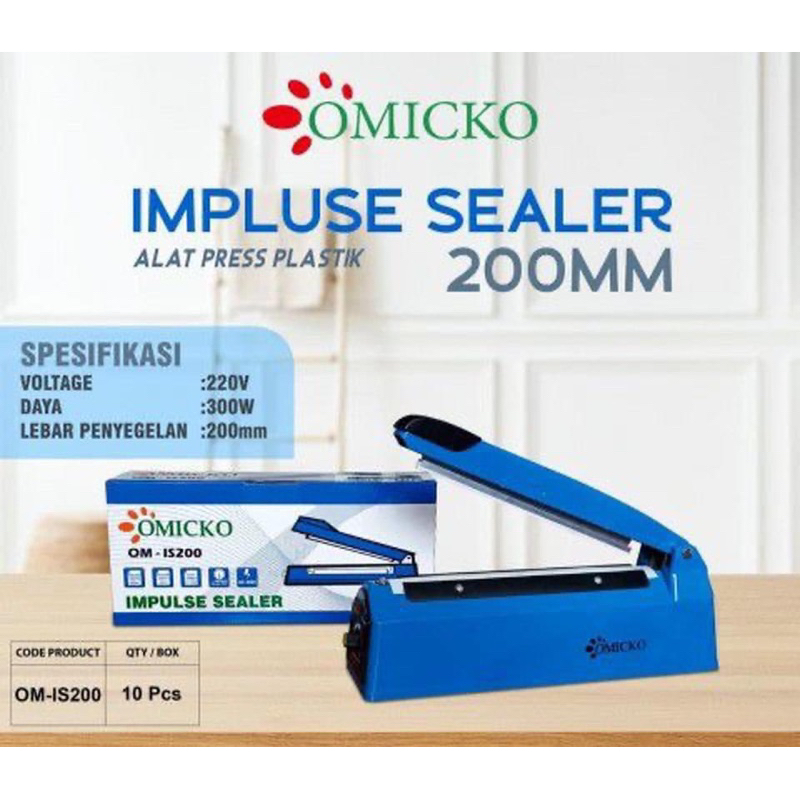 IMPULSE SEALER OMICKO/ALAT PEREKAT PLASTIK 200MM/ALAT PEREKAT PLASTIK UMKM/ALAT PEREKAT PLASTIK OMIC