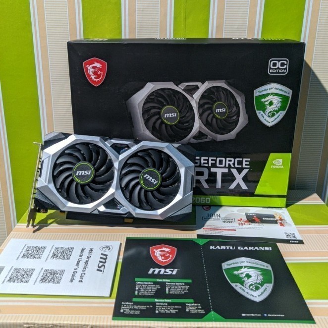VGA CARD MSI RTX 2060 6GB DDR6 RTX2060 MURAH FULLSET MULUS LIKE NEW BEKAS SECOND USED