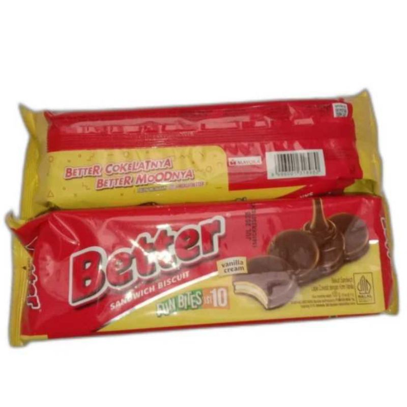 

Better Fun Bite Biskuit 100gr, Better Sandwich Biskuit 120gr, Slai Olai Triple Fun Biskuit 80gr