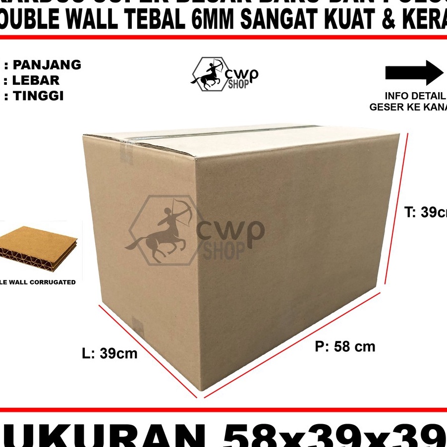 

HARI PENUH PROMO Kardus Box Besar Polos Uk 58x39x39cm DOUBLE WALL
