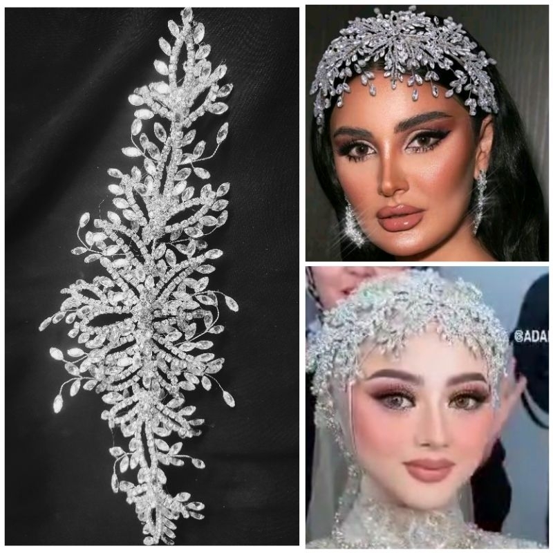 headpiece pengantin permata, headpiece hijab ato rambut pengantin, hiasan hijab pengantin,bando peng