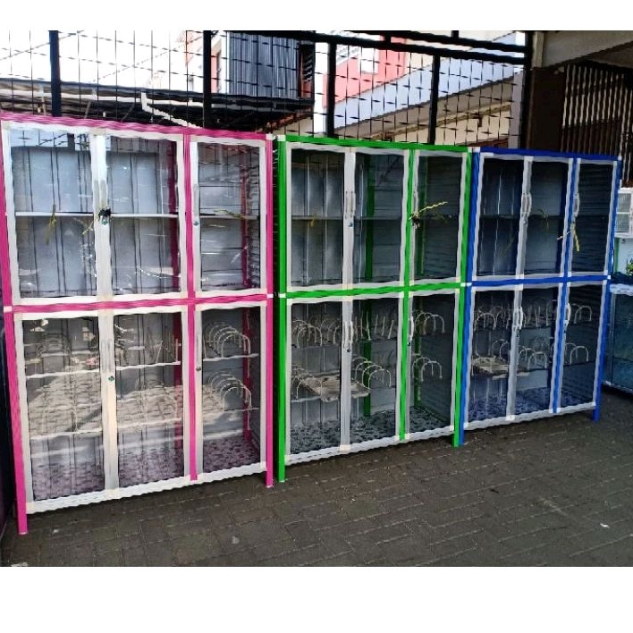 Lemari / Rak Piring Aluminium Full Box Super Jumbo Riben + Kunci