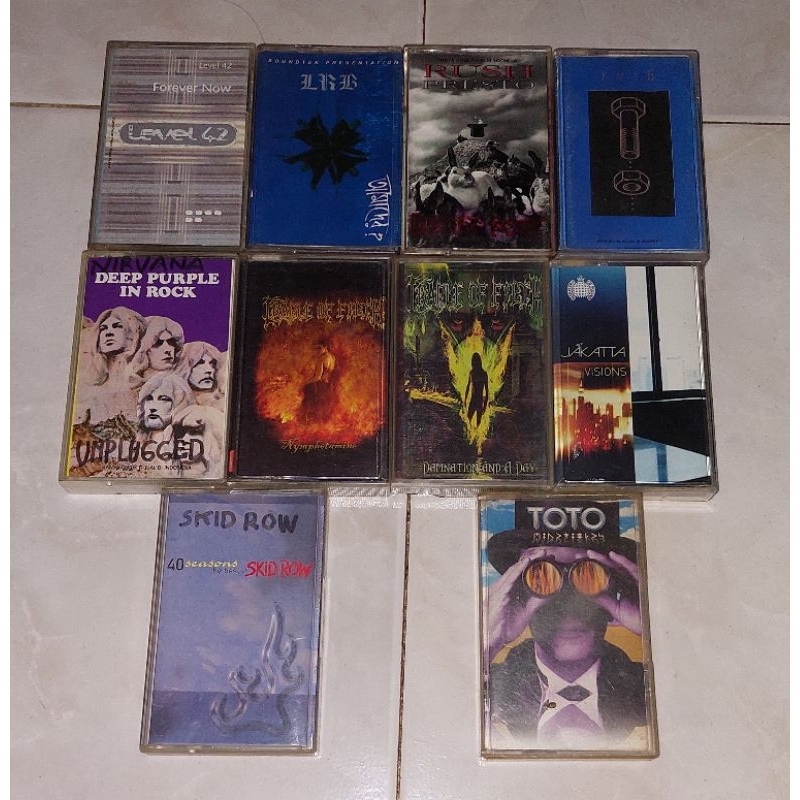 kaset pita LEVEL 42-Forever Now / L. R. B. / RUSH-Presto / RUSH-Counterparts / DEEP PURPLE-In Rock /