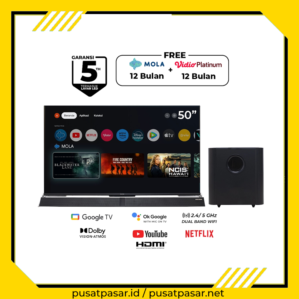 Polytron 50" Google Tv Cinemax Soundbar