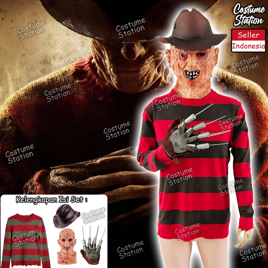 Kostum Freddy Krueger / Costume Villain Killer Halloween Klasik Pembunuh cowo dewasa