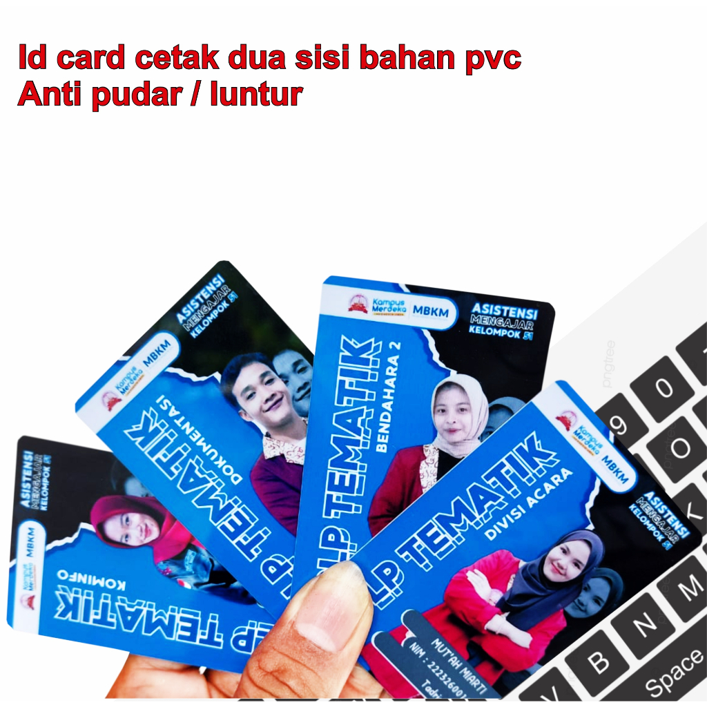 

id card cetak 2 sisi bahan pvc anti luntur dan tahan lama