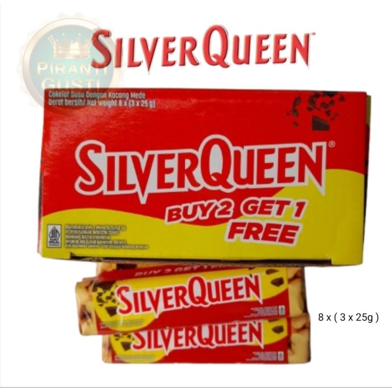 

Silverqueen 1 box ( isi 24pcs x 25g ) buy 2 get 1
