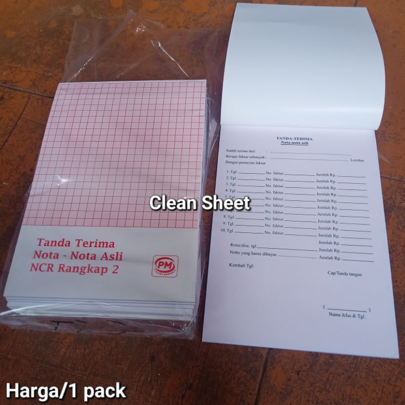 

Nota tanda terima rangkap 2 ply besar(Harga/1 pack,isi 10 buku)