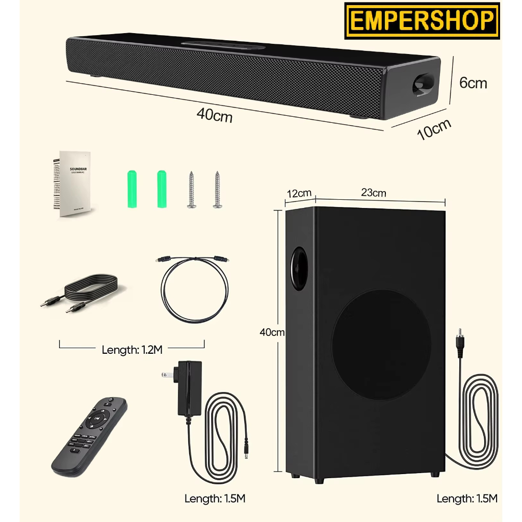 KLW Soundbar Bluetooth Speaker Aktif Stereo Bass Subwoofer 80W - S22