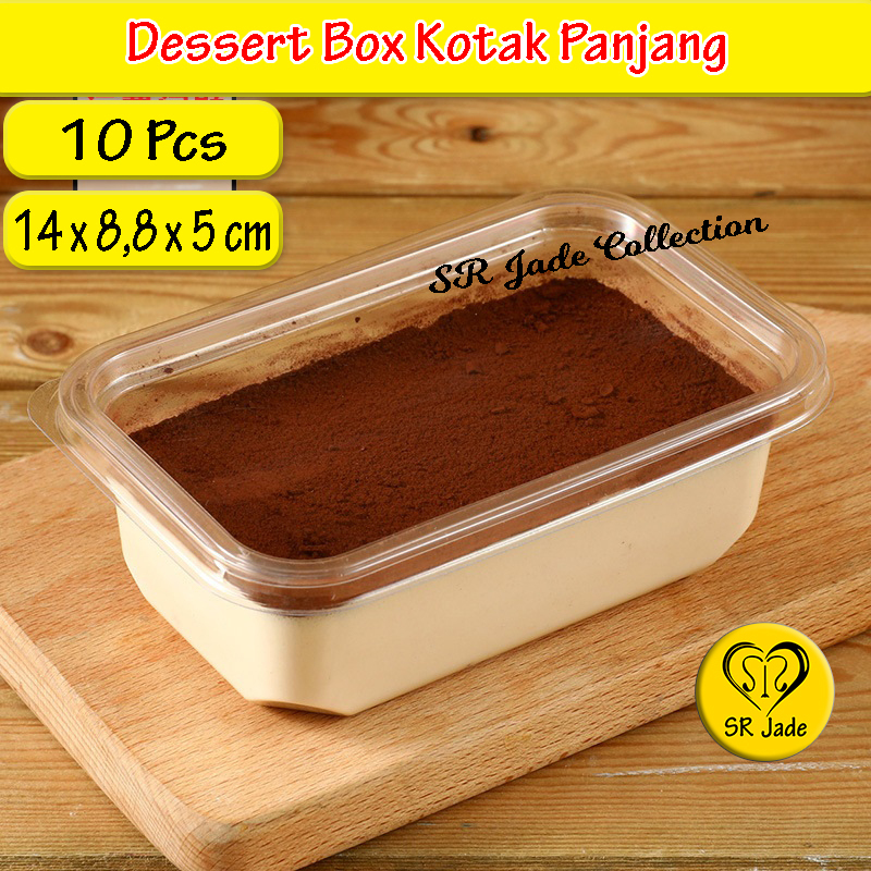 [10 pcs] Korean Dessert Box KOTAK PANJANG Mika Cup Puding Salad Tiramisu Cake Box