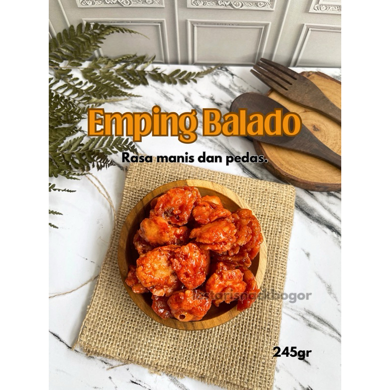 

Emping Balado Berat 245gr Rasa Manis Pedas