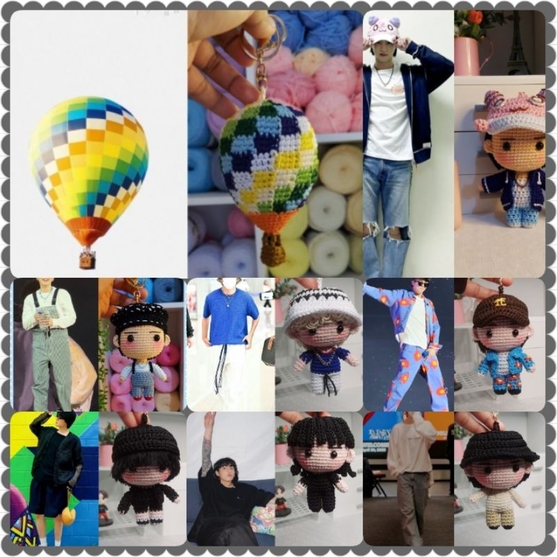 Gantungan kunci boneka rajut BTS /ganci rajut balon udara JHope bisa order di sini