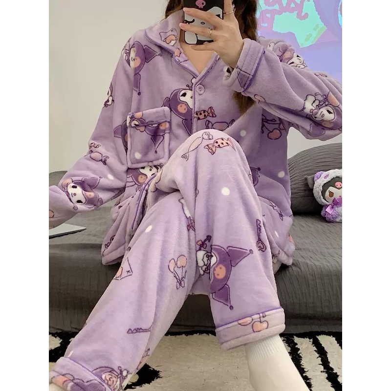 [ready stock] fluffy pajama piyama baju tidur sanrio cinamoroll sinchan toy story alien pooh stella 