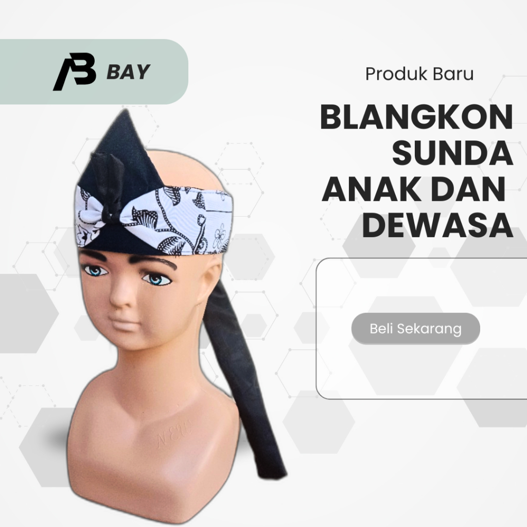 IKET Sunda Tradisional Model Batik PGRI - Blangkon Batik Putih