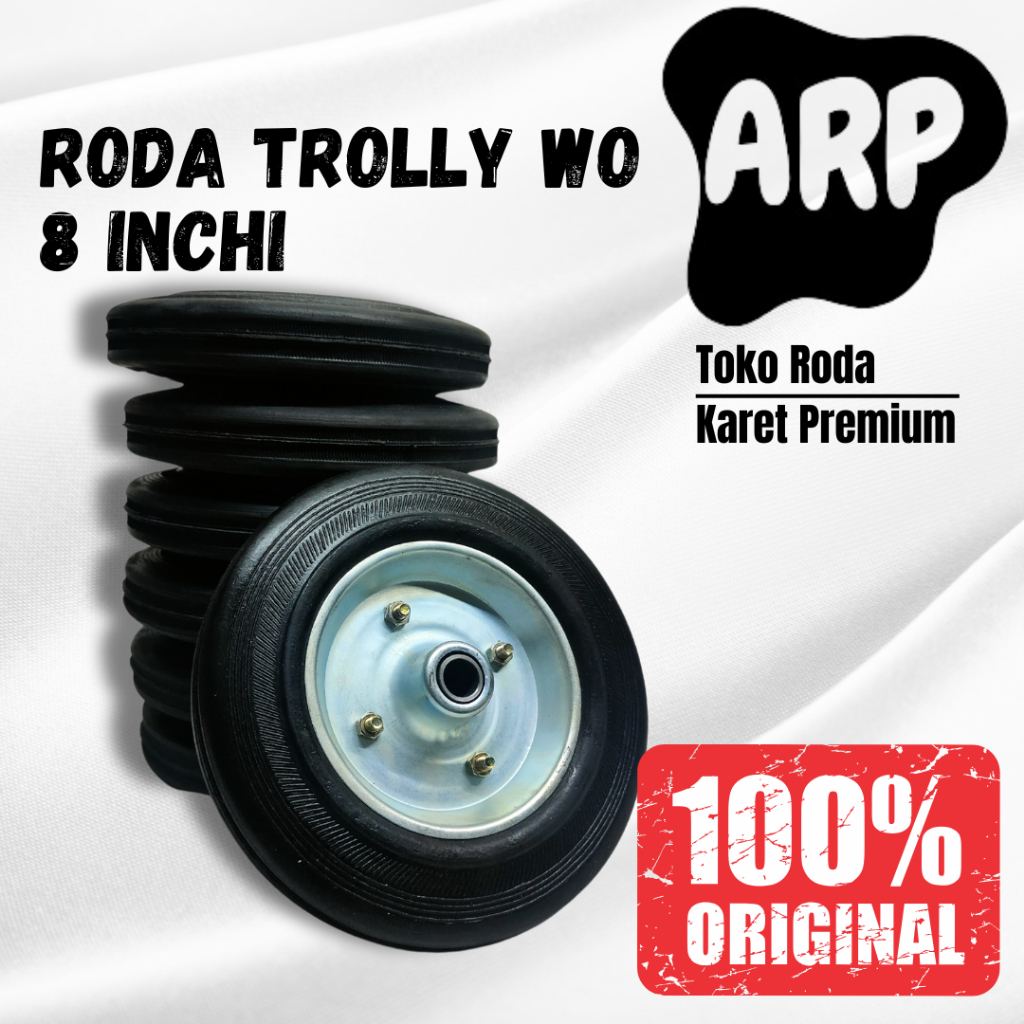 TERMURAHH!!! Roda Troli 8 inch Full Karet Premium/Roda Roli 8 inch