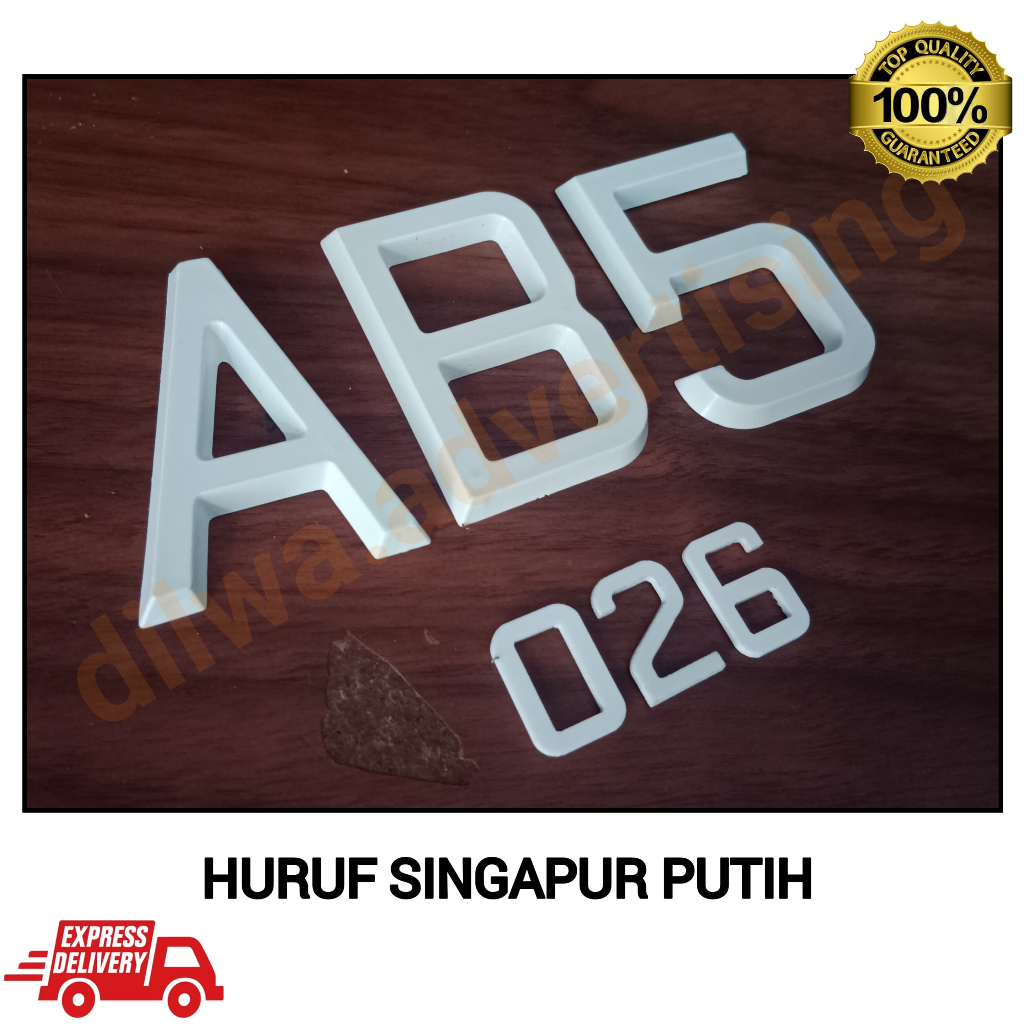 NOMOR ANGKA DAN HURUF PLAT MOBIL SINGAPUR PUTIH