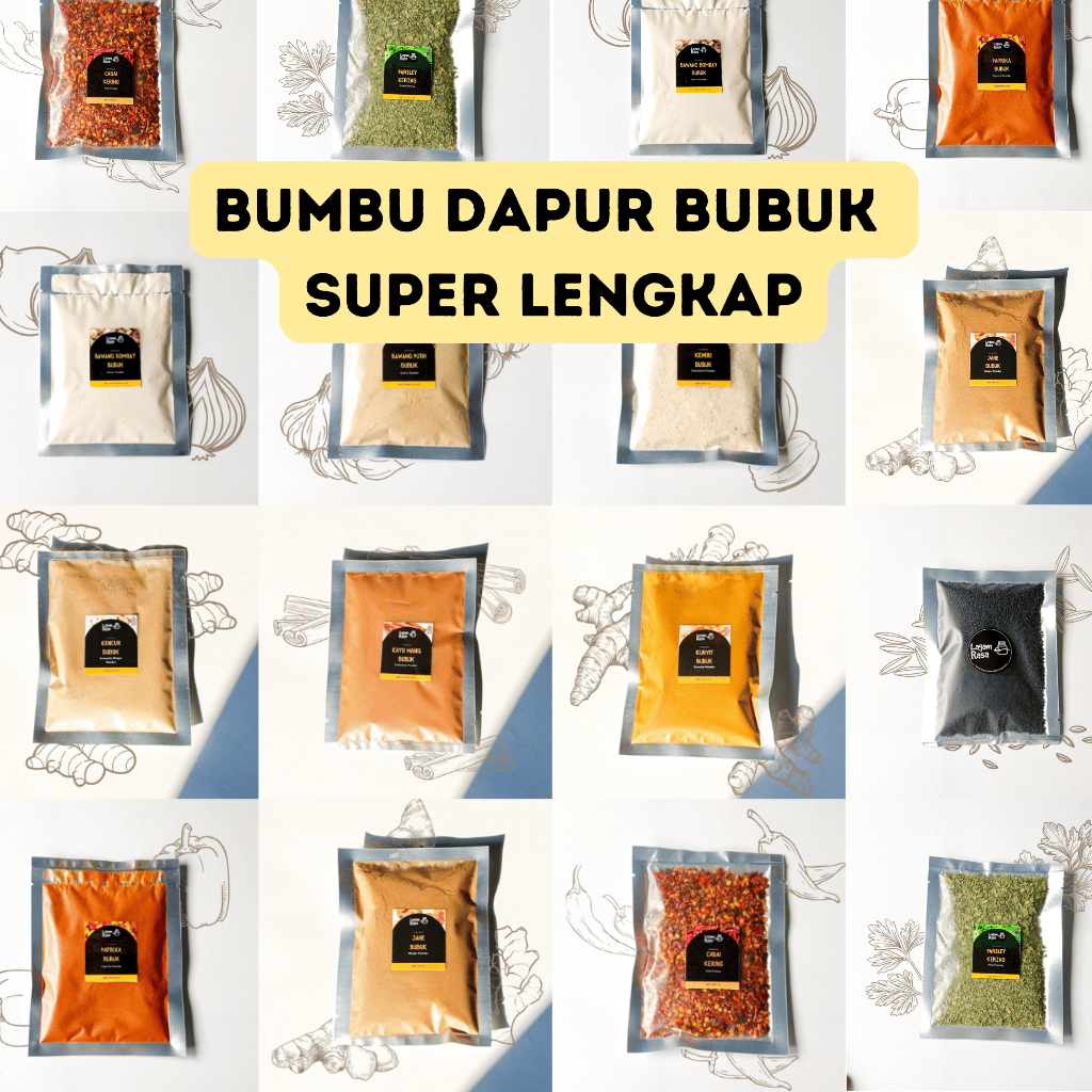 

Lagam Rasa - Bumbu Dapur Bubuk Lengkap 60g Bawang Putih Lada Merica Ketumbar Kemiri Paprika jinten