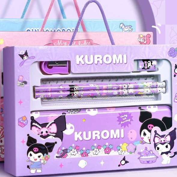 

Extra PENSIL SET KUROMI CHINAMOROL MELODY SET ALAT TULIS 6 IN 1 MOTIF