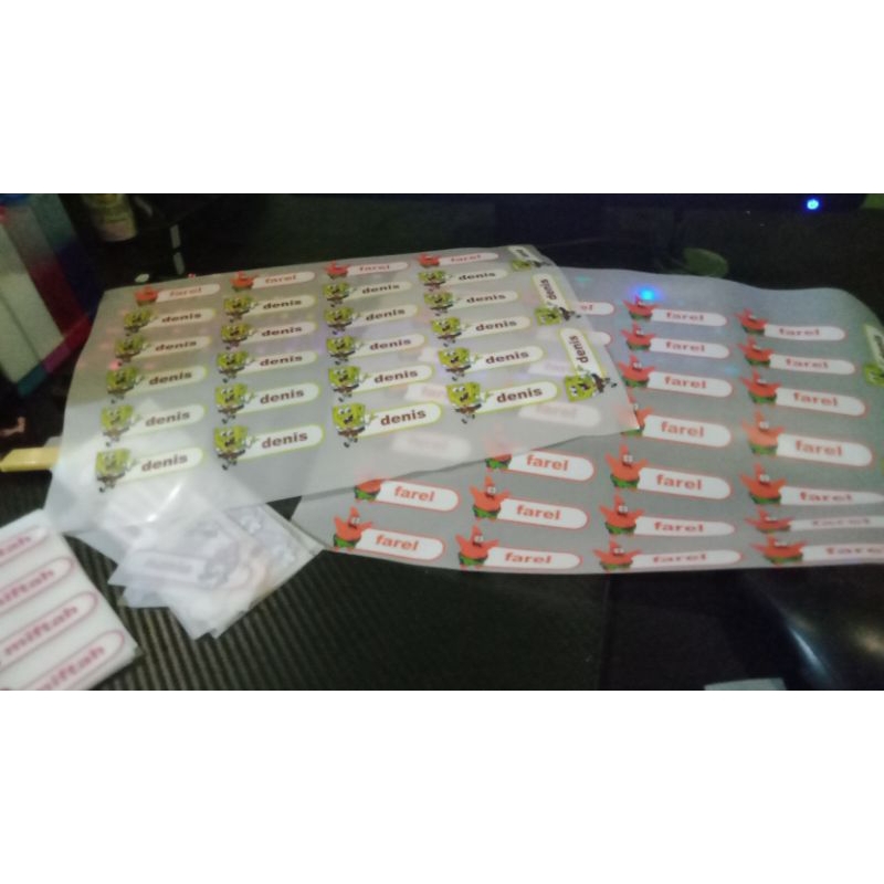sablon Setrika /DTF Label Nama satuan