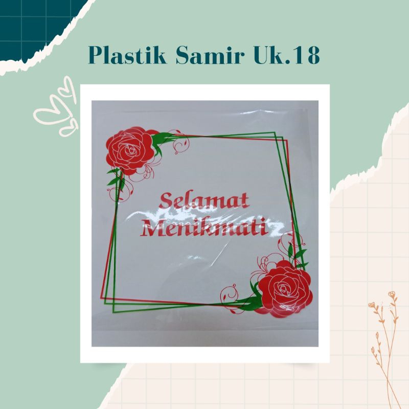 (50 lbr) Plastik Samir Dus Nasi 18x18 20x20/Plastik Selamat Menikmati/Plastik Tutup Dus/Plastik OPP/