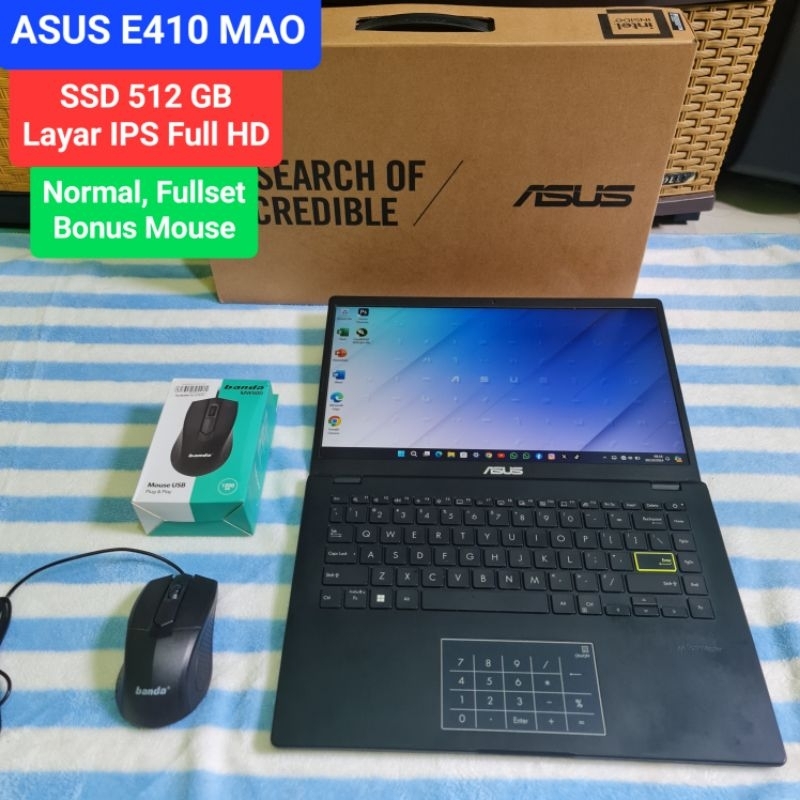 Laptop Vivobook Asus E410MAO VIPS457 SSD 512gb Full HD IPS Fullset Normal bonus Mouse Notebook Murah