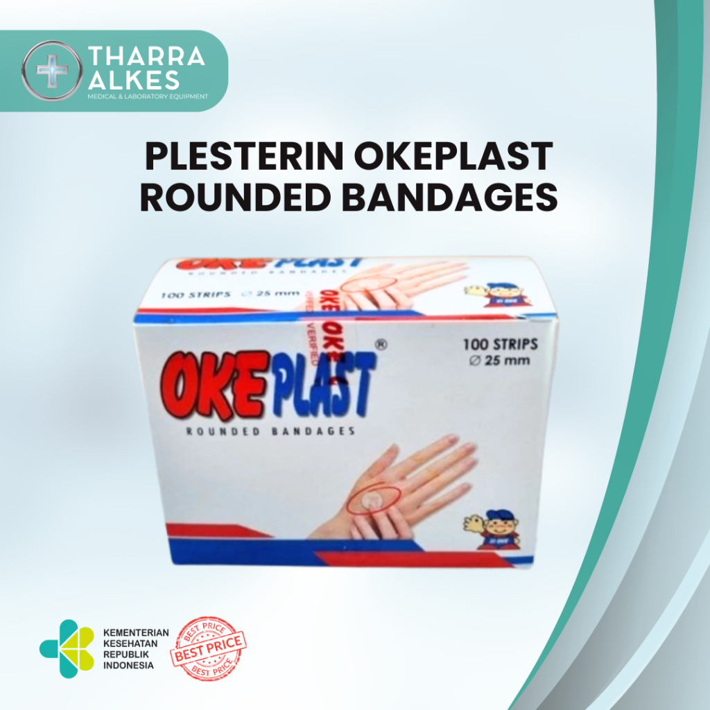 OKEPLAST ROUNDED BANDAGES / PLESTER BULAT 100 STRIPS