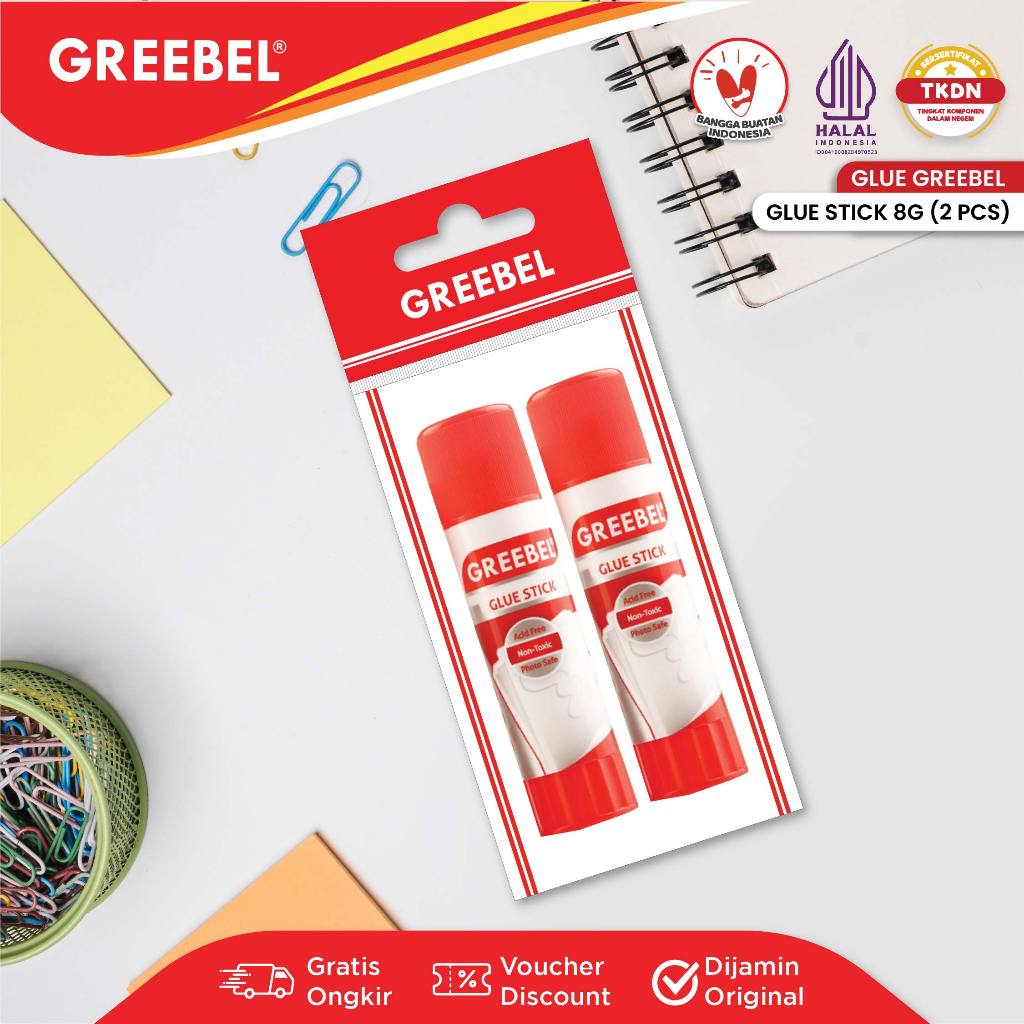 

GREEBEL Glue Stick / Lem Putar 8 Gram GS-1908 (2PCS/SET) Lem Kertas Stik / Lem Batang