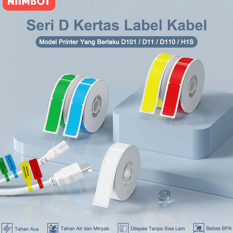 

KODE I34W NIIMBOT D11D11D11 Kertas Stiker Label Kabel untuk Menandai Klasifikasi KabelJaringan