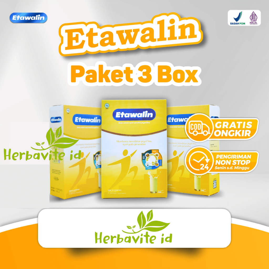 

Etawalin Paket 3 Box Susu Kambing Etawa Solusi Masalah Tulang & Sendi 200gr