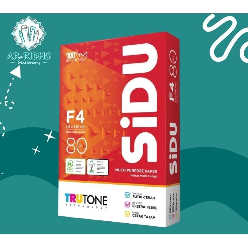 

KERTAS HVS / PRINT / FOTOCOPY SIDU F4 80 GRAM (1RIM)