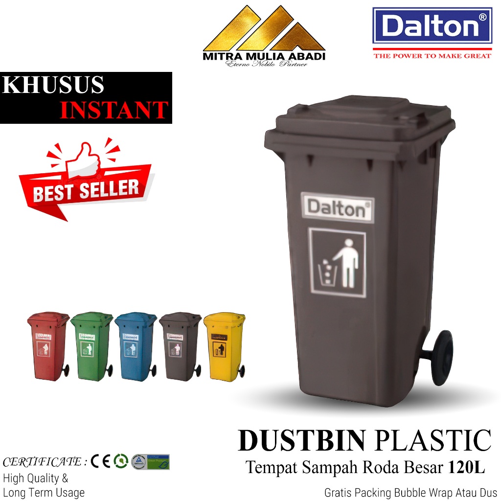 *KHUSUS INSTANT* Tempat Sampah Roda Besar 120 Liter Dalton HPDE / DUSTBIN / Bak Sampah Dalton
