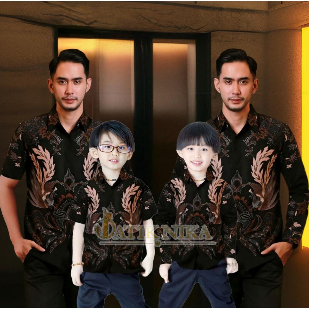 BATIK JALAK HITAM KEMEJA BATIK AYAH DAN BATIK ANAK WARNA HITAM KEMEJA BATIK DEWASA PRIA