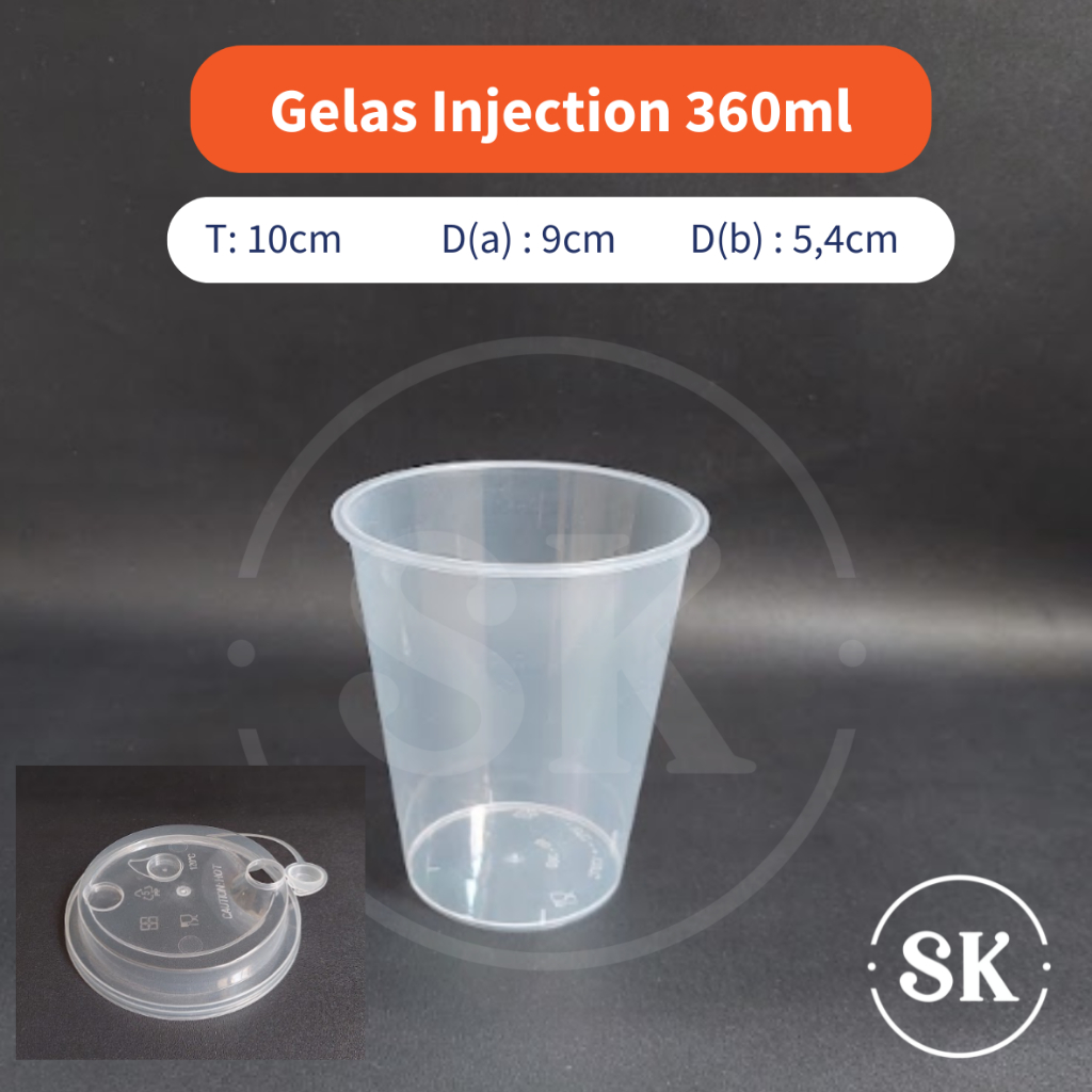 (isi 50) Gelas Injection 360ml / 400ml / 500ml / 700ml / Lid Cup Injection