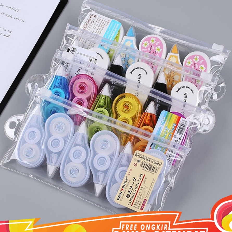 

Hot FAYES COD Tape 6in1 Penghapus Tip Ex Kes 6in1 Pita si TipeX Roll Correction Tidak Mudah Teutus STY14